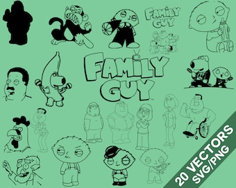 Family Guy Vector Pack, SVG, Png , Family Guy clip art, Family Guy silhouette, Family Guy vector, Brian Svg, Stewie Svg, Petter Svg Lois svg