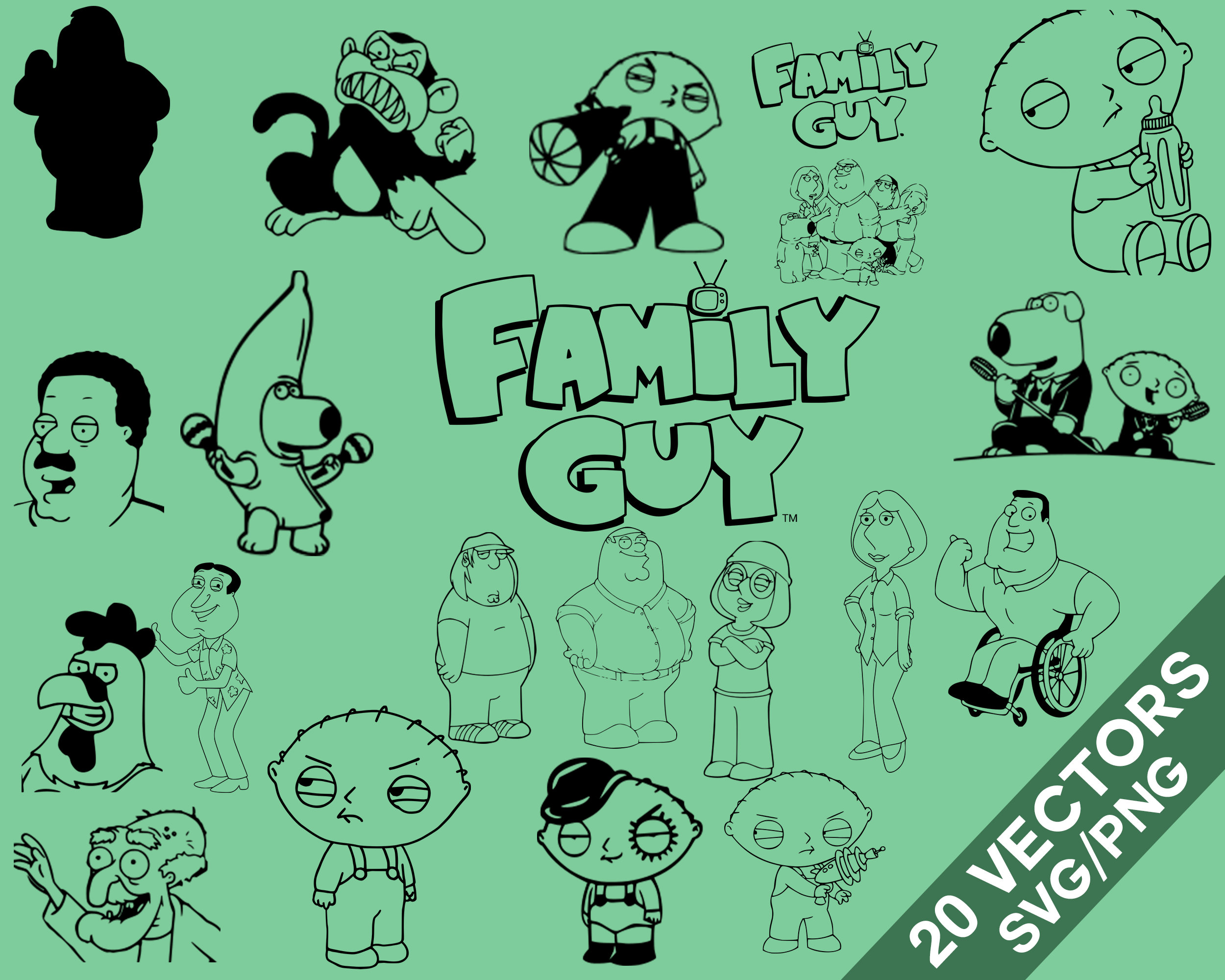 Download Family Guy Vector Pack Svg Png Family Guy Clip Art Family Etsy