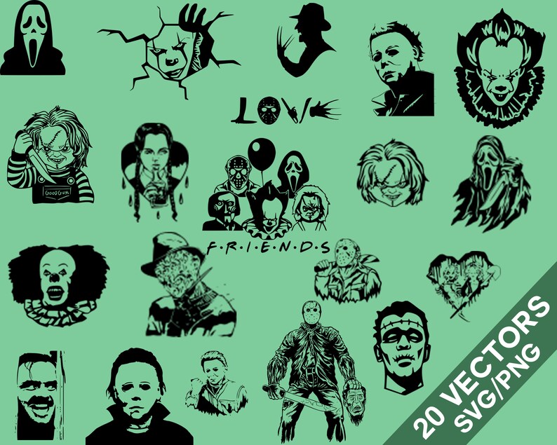 Download Horror Movie Vector Pack SVG PNG Horror Movie clip art | Etsy