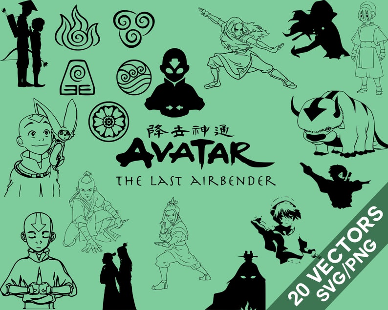 Download Avatar The Last Airbender Pack SVG PNG Avatar The Last | Etsy