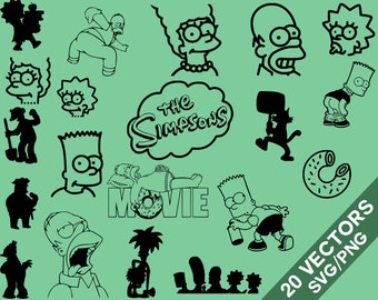 The Simpsons Vector Pack, SVG, Png , The Simpsons clip art, The Simpsons silhouette, The Simpsons vector, Bart Svg, Lisa Svg, Homer Svg