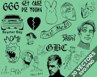 Lil Peep Vector Pack Svg Png Lil Peep Clip Art Lil Peep Etsy
