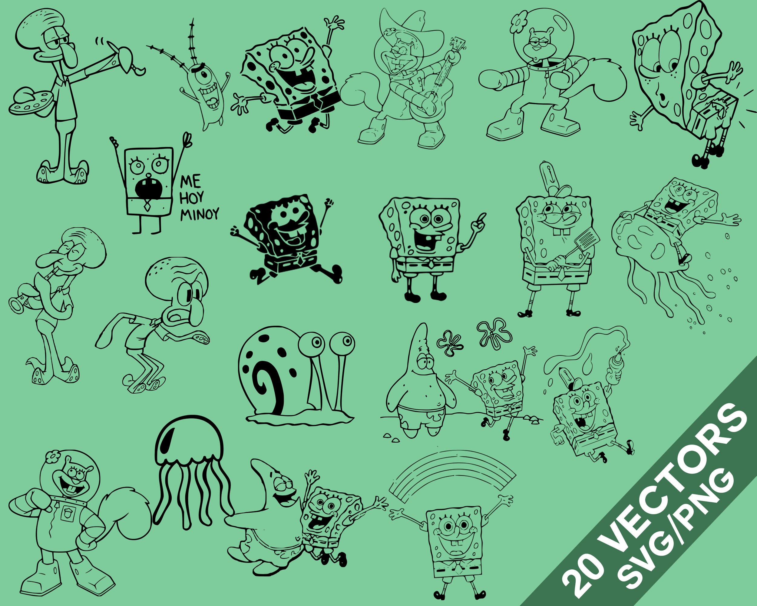 SpongeBob SquarePants Vector Pack SVG Png SpongeBob clip | Etsy