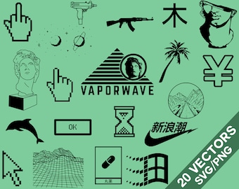 Vaporwave Vector Pack, SVG, Png , Vaporwave  clip art, Vaporwave  silhouette, Vaporwave  vector, Vaporwave  Svg, Vaporwave