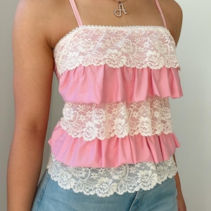 Y2k Pink Ruffle Top - Etsy
