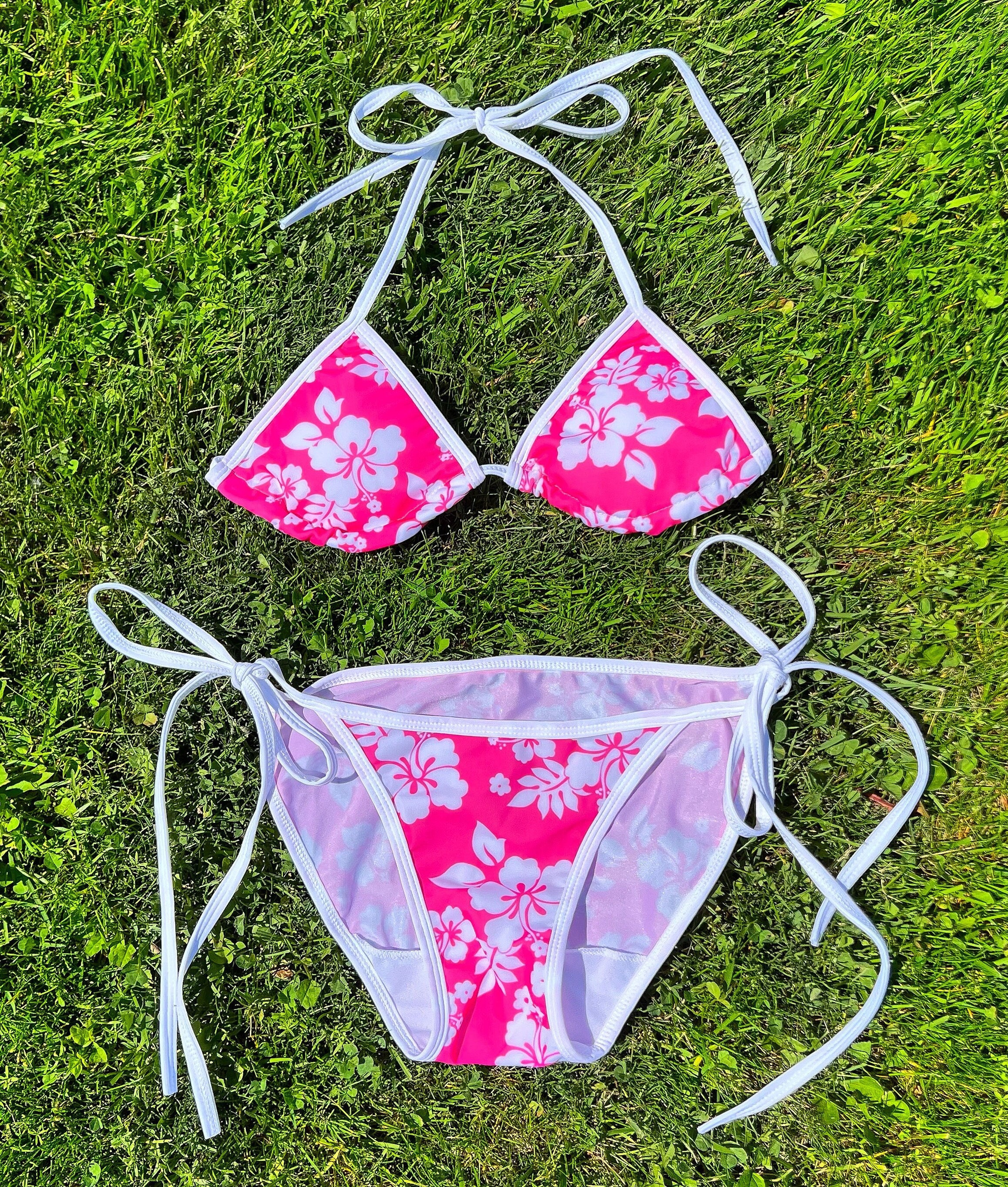 Hibiscus Bikini Triangle Top Spring Break Colorful Floral - Etsy