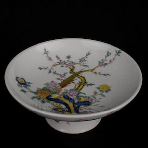 Chinese antique ceramic high foot fruit plate