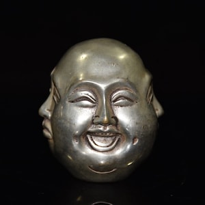 Chinese antieke vroege collectie messing-zilveren boeddhahoofdornamenten