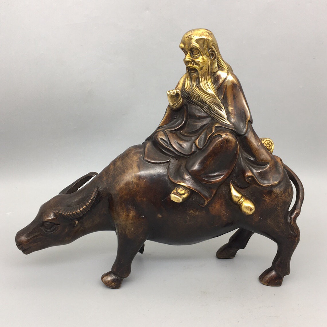 Collection of antique Chinese bronze statues of Lao Tzu.wjgw Etsy