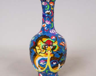 Blue enamel long neck bottle