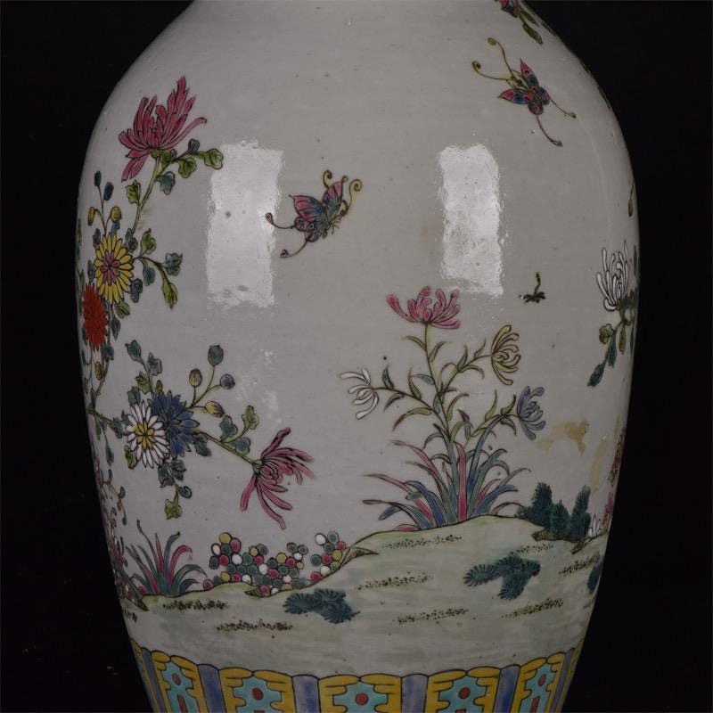 多色彩の花と蝶の陶器花瓶 【公式通販】