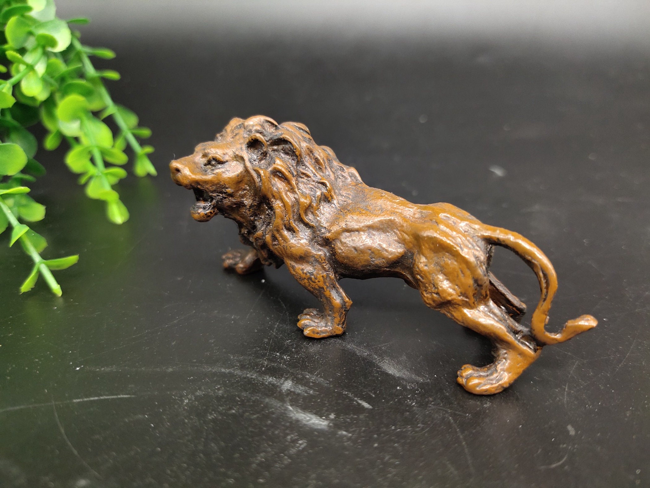 Vintage Copper Lion Small Ornaments Solid Copper Antiqued Old Etsy