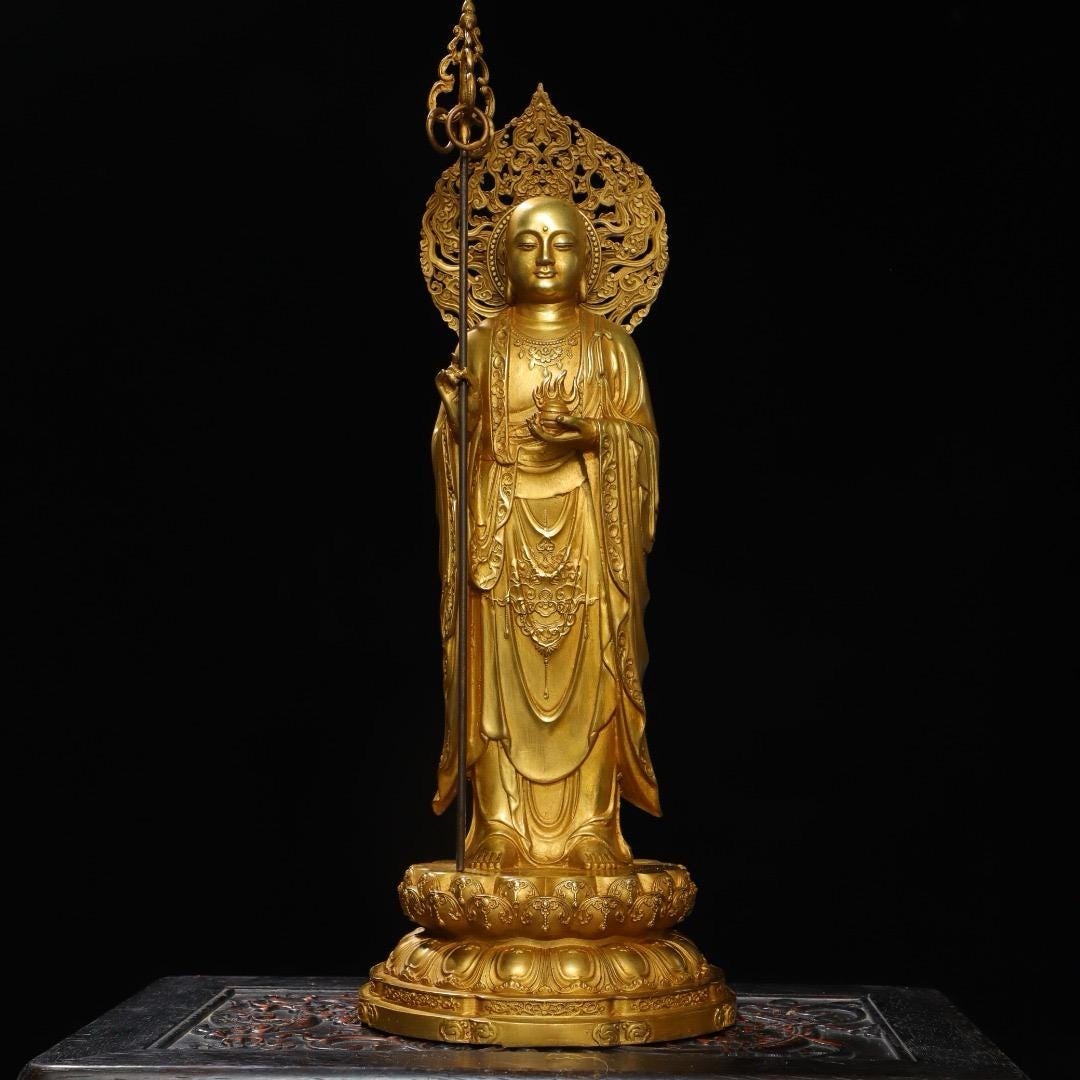 地蔵菩薩　銅製 純銅製の地蔵菩薩像 - Etsy 日本