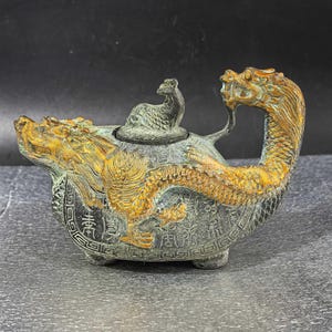Pure copper bronze solid hundred year old dragon turtle pot