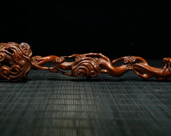 Wishful decoration Pure hand-carved ganoderma lucidum ruyi boxwood ornaments.drrs