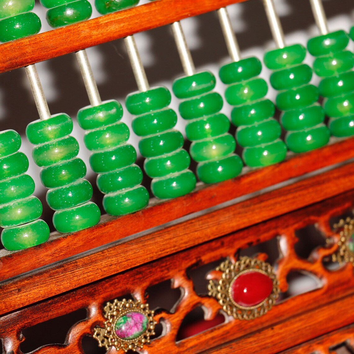 Old Collection of Old Rosewood Jade Abacus Inlaid With Etsy