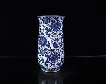 Collection crafts Blue and White Porcelain Vase Hand-painted Lotus Pattern Vase.cqcj