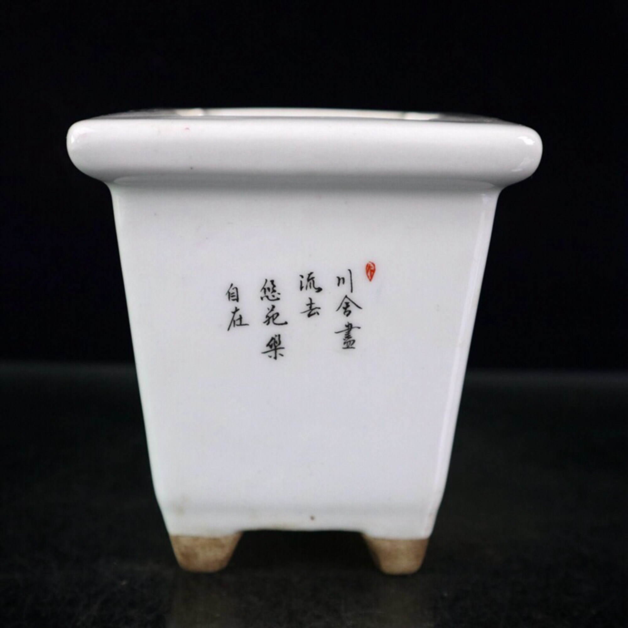オシドリ柄の中国製アンティーク四角型植木鉢 - Etsy 日本