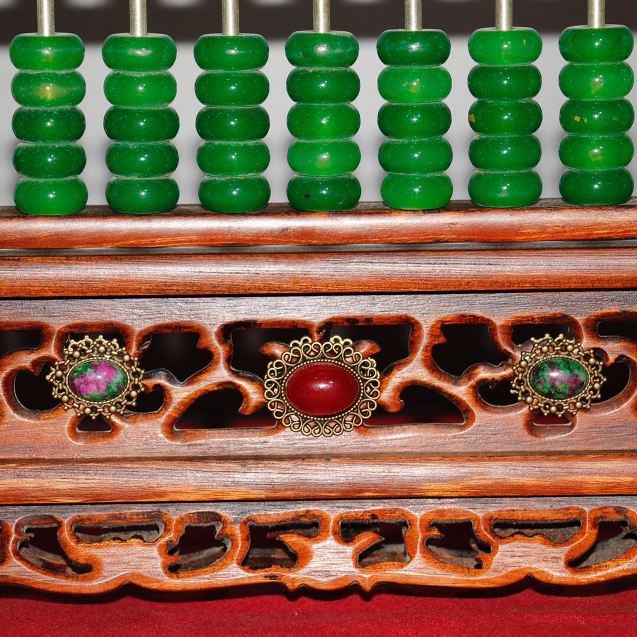 Old Collection of Old Rosewood Jade Abacus Inlaid With Etsy