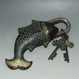 Early collection Nepalese reflux pure copper fish lock ornaments—001002