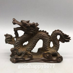 Artwork pure hand-carved Zodiac Dragon pure copper small ornaments, exquisite craftsmanship.92