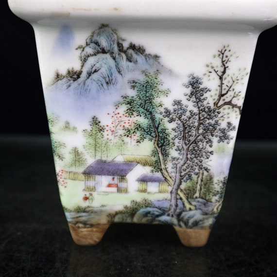 オシドリ柄の中国製アンティーク四角型植木鉢 - Etsy 日本