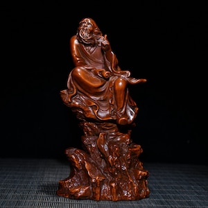Boxwood statue hand-carved Lao Tzu&#39;s figure ornaments.drrs