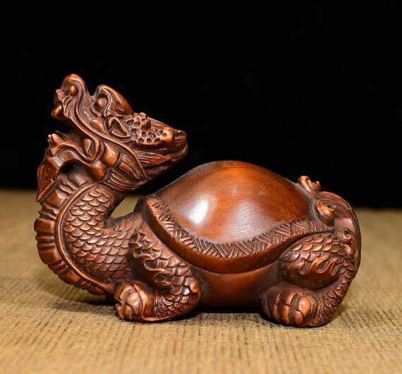 Xiaoye Boxwood Dragon Turtle Ornament - Etsy