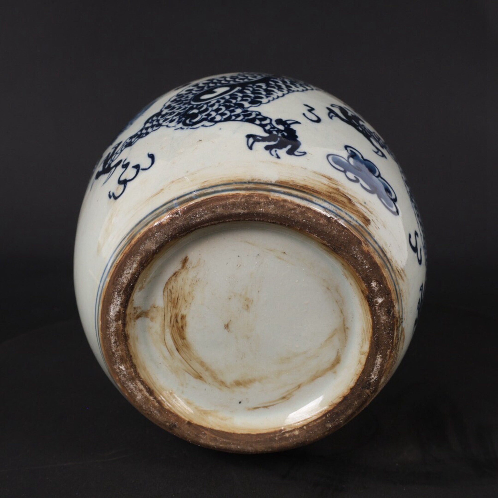 中国のアンティークの青と白の龍の模様の蓋付き壺 - Etsy 日本
