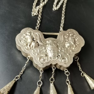 Collection of Chinese Old Silver Long Life Lock Necklace—003
