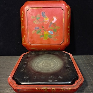 Chinese antique wood carved inkstone