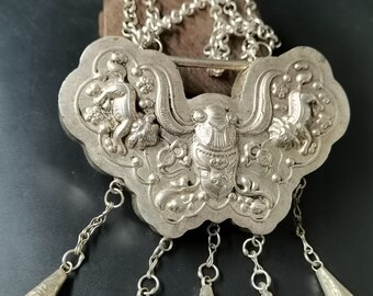 Collection of Chinese Old Silver Long Life Lock Necklace—003 - Etsy