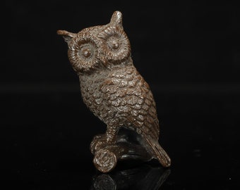 Bronze casting owl small ornaments pure solid copper bronze art bronze pet antique