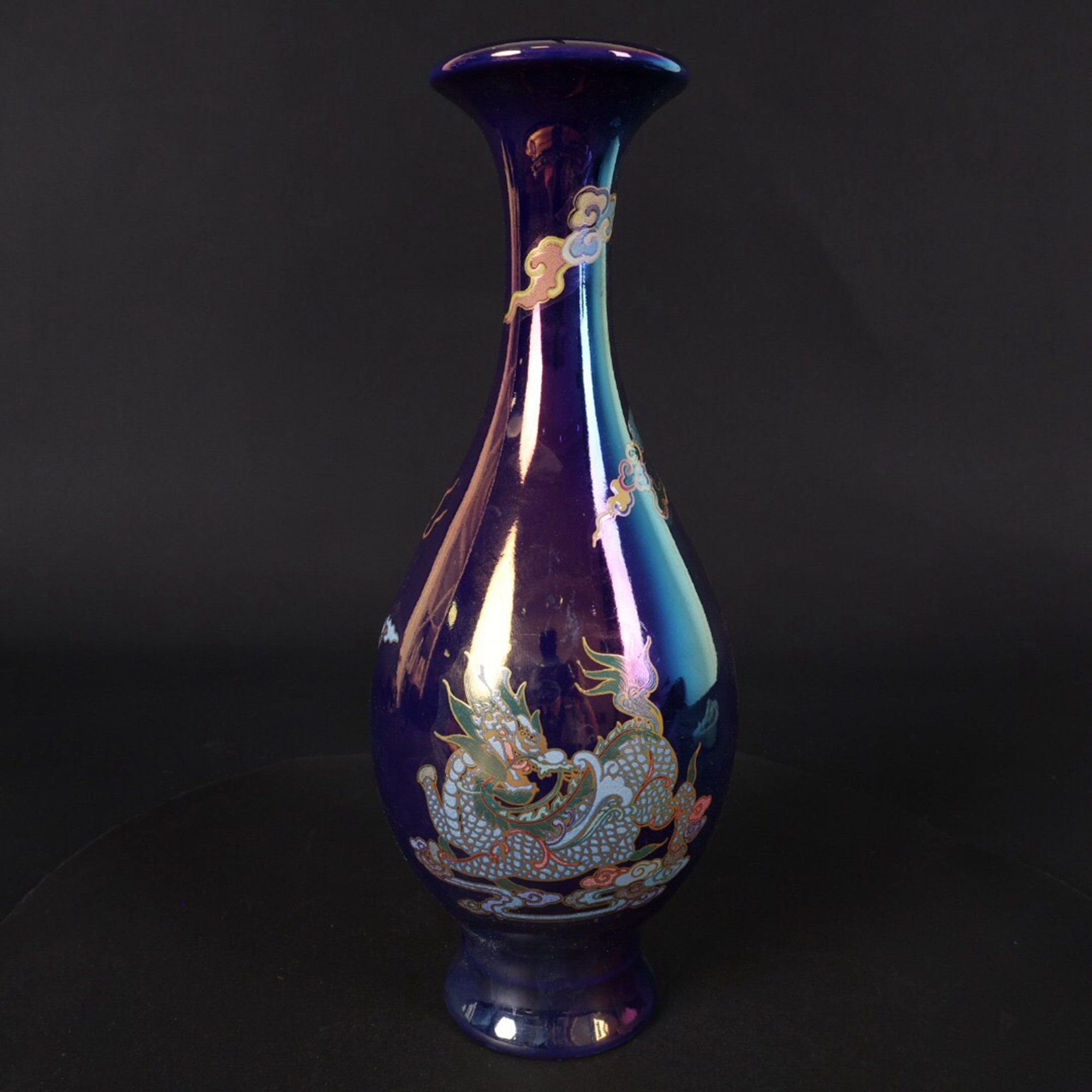 中国のアンティークの青釉七色光龍模様花瓶 - Etsy 日本