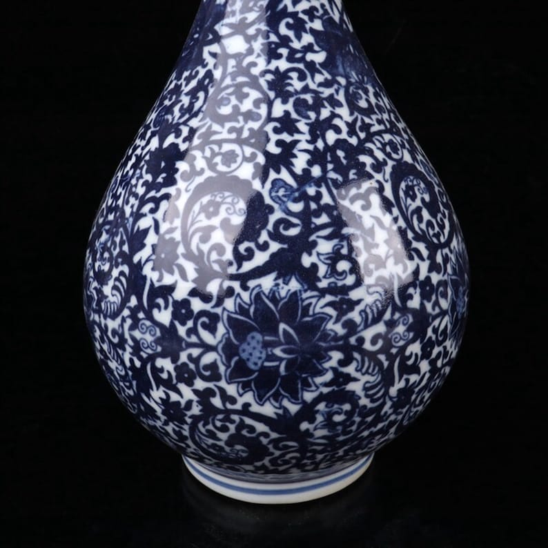 Handmade Blue and White Porcelain Vase: Lotus Pattern - Etsy