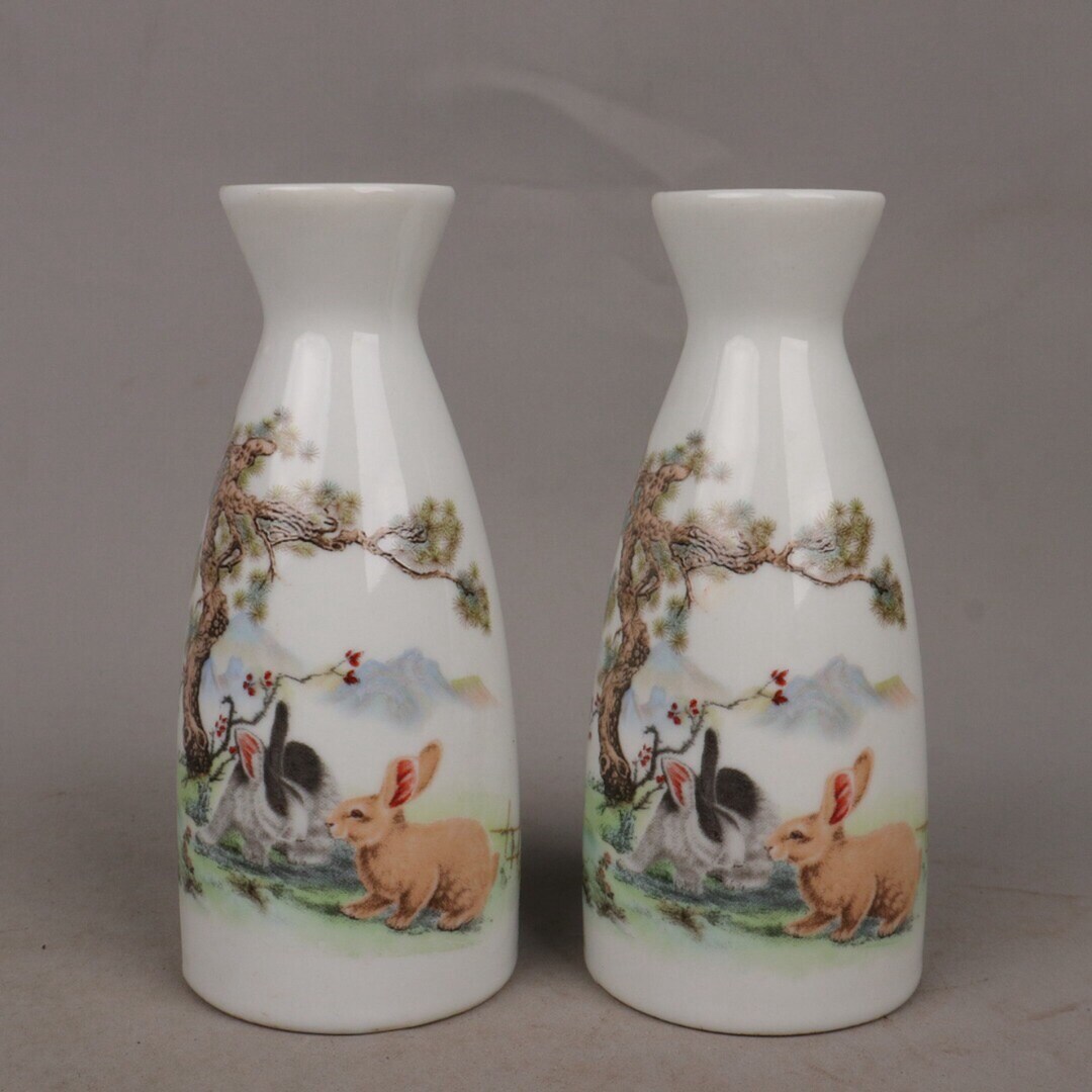 A Pair of Chinese Antique Pink Jade Rabbits With Auspicious Patterns ...