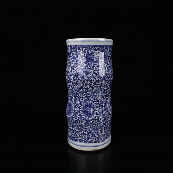 Blau-weißes Porzellan/handgefertigt blau-weiß verschlungener Bambus Stifthalter.cqcj