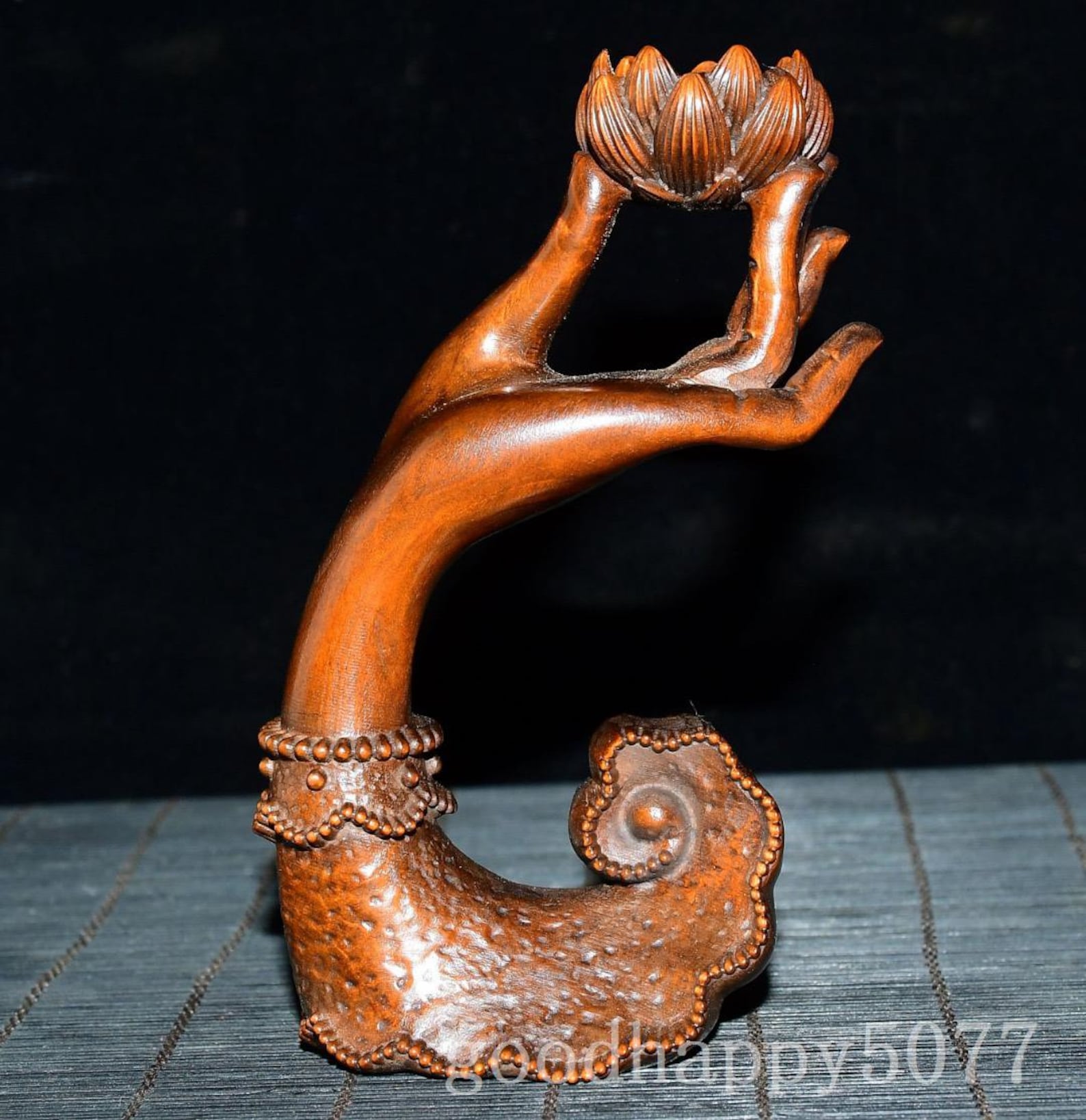 Xiaoye boxwood lotus flower Buddha hand incense insert ornament
