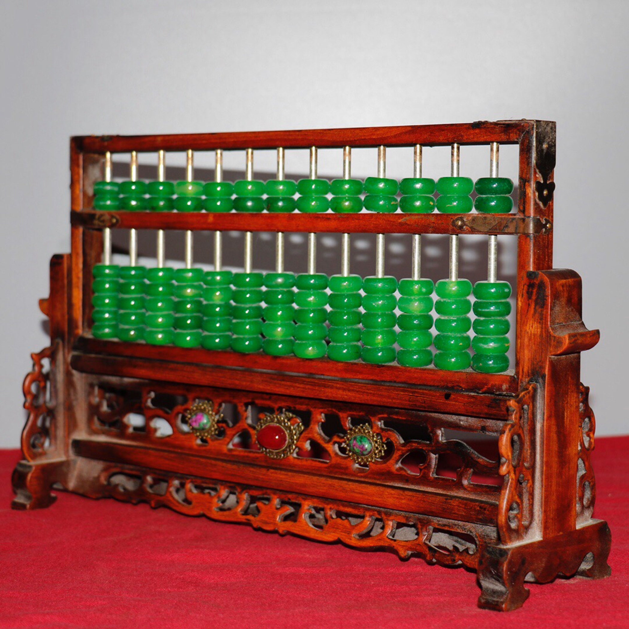 Old Collection of Old Rosewood Jade Abacus Inlaid With Etsy