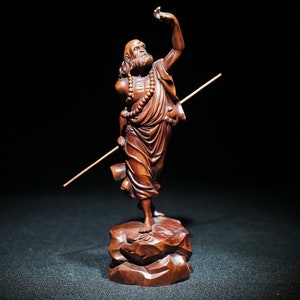 Chinese antique natural poplar woodnmo statue, pure manual carving and exquisite shape