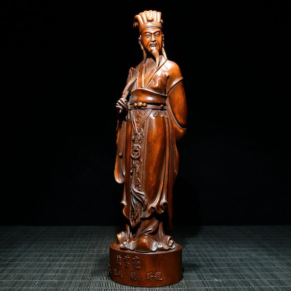 フィギュア像 純粋な手彫りの諸葛亮のツゲの木の装飾品。 - Etsy 日本