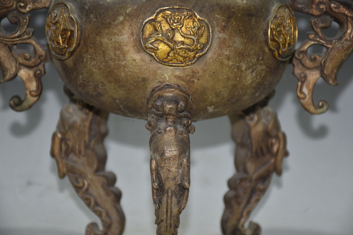 Frühe Sammlung chinesischer antiker weißer Kupfer vergoldeter | Etsy