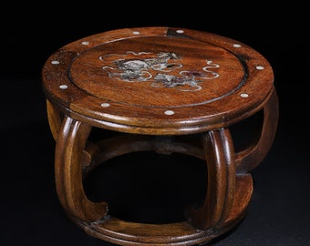 Chinese antique rosewood small round seat