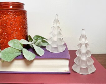 Vintage frosted glass mini tree candlesticks