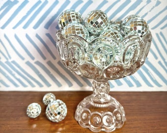 Vintage LE Smith Moon & Stars clear glass pedestal compote