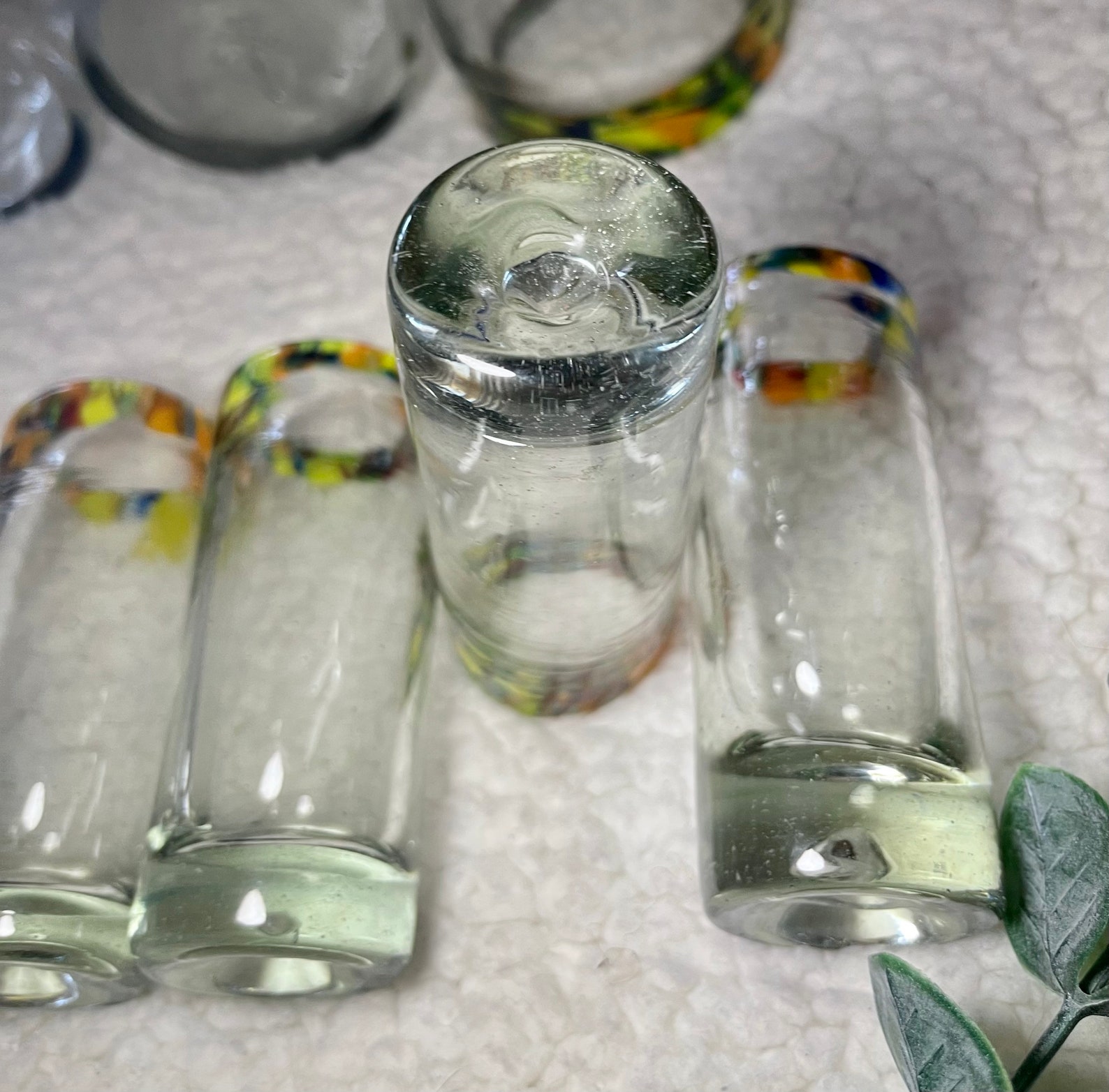 Hand Blown Mexican Confetti Rim Glasses, Shot Glasses Etsy
