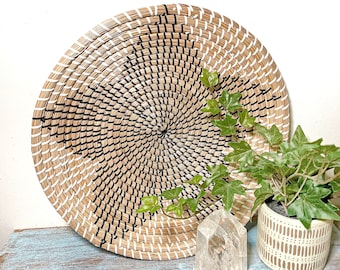 Vintage Woven Wall Basket: Boho Decorative Bowl, Wall Art (15.25" Diameter)
