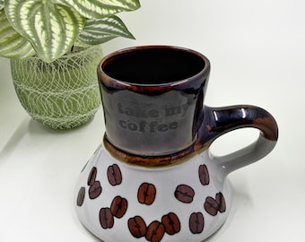 Vintage Feltman Langer Travel Mug: 1989 Coffee Bean Design