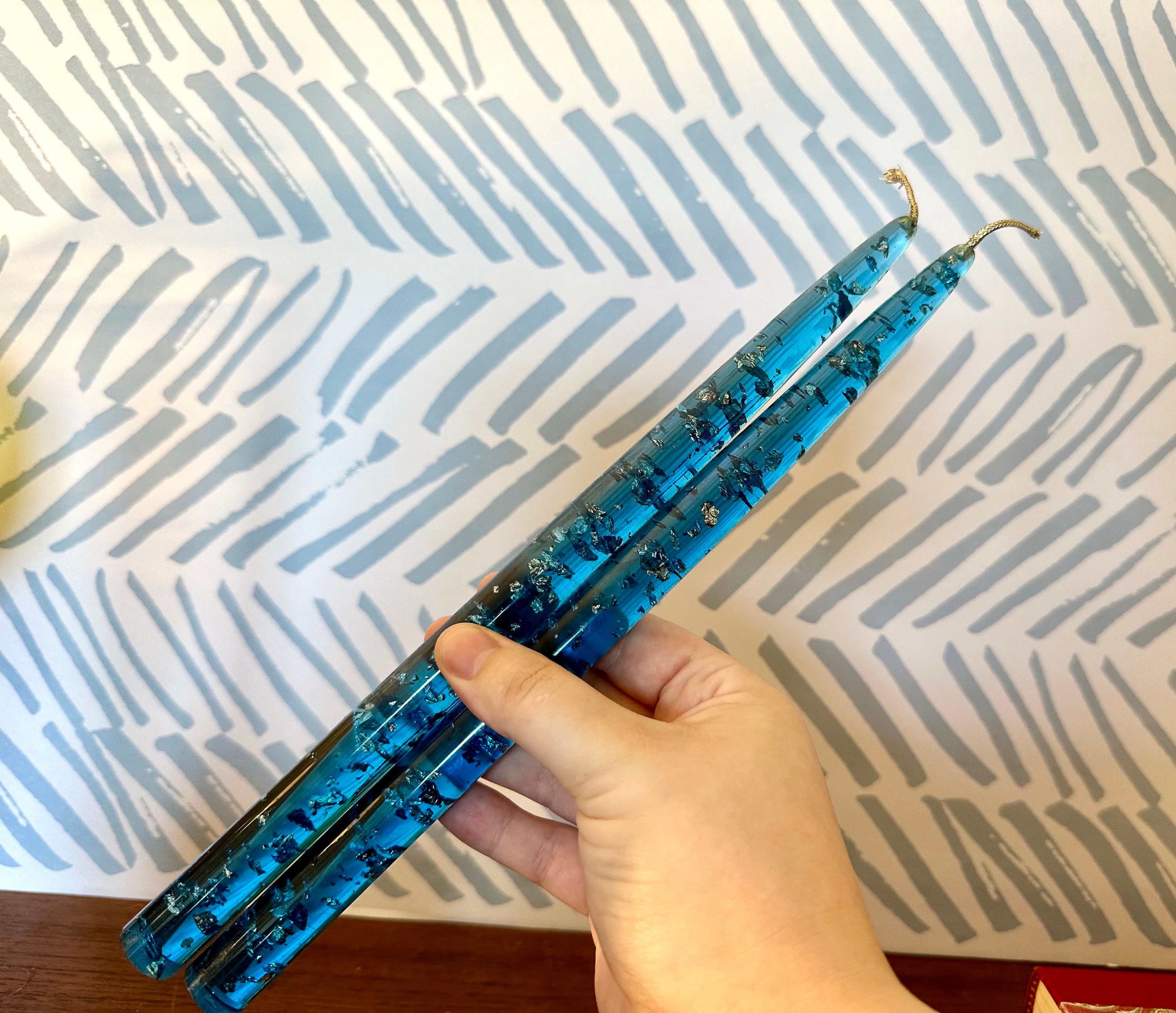 Vintage Variety Blue Lucite Candles, Fairytales Book, Blue Glass