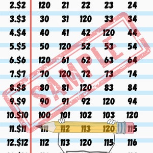 DoodleBob Bingo Board- 120 every row
